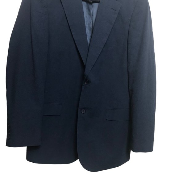 Hunt Rowe Navy Blue Cotton Blazer Sport Coat 2 Button Size 42 - Picture 3 of 6